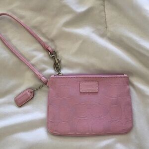 Coach Light Pink Signature Wristlet